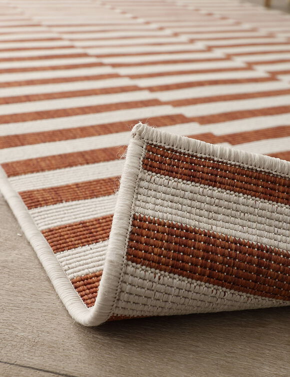 Tapis rectangulaire à rayures (terracotta)