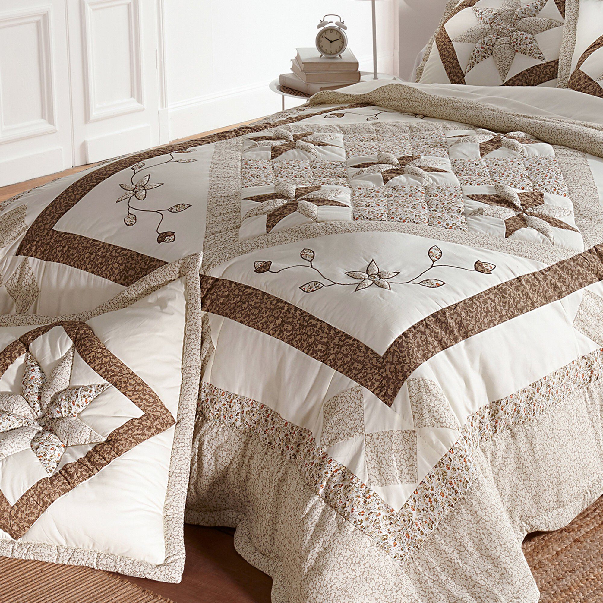Ensemble de couette en patchwork de campagne, couette super douce, vert, couvre-lit léger