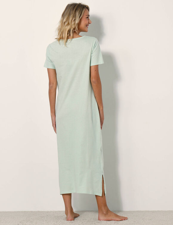 Chemise de nuit longue manches courtes unie (tilleul)