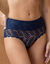 Culotte taille  haute microfibre et dentelle grand confort invisible - Lot de 2 (marine)
