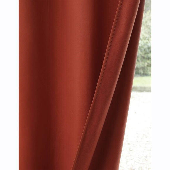 Rideau isolant uni envers polaire finition oeillets (terracotta)