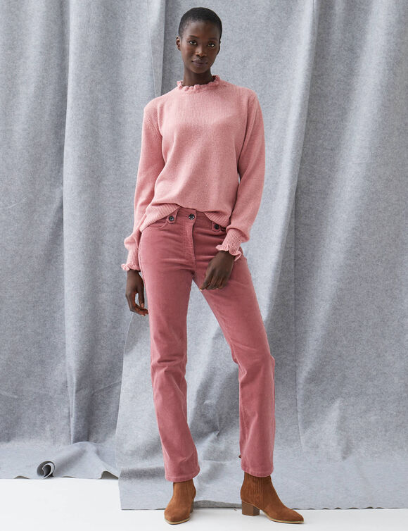 Pull col montant, finition frisotti (rose chin&eacute;)