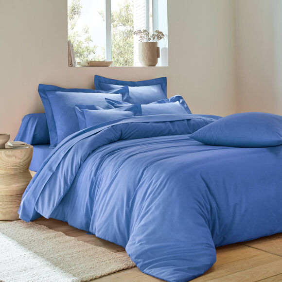 Linge de lit uni coton  (océan)