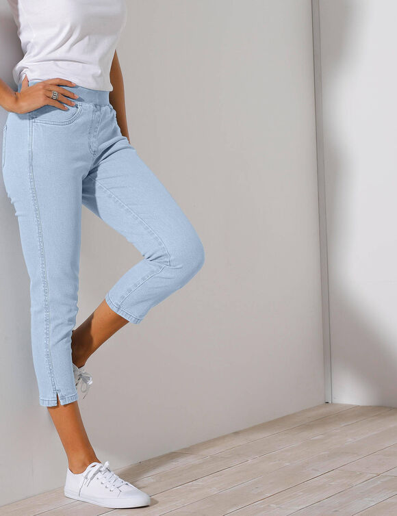 3/4-jeans met elastische taille (bleached)