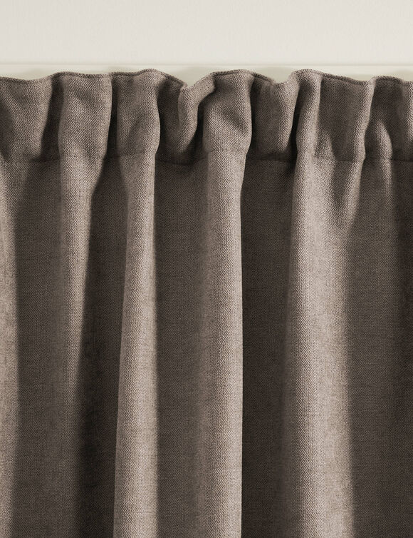 Rideau occultant et isolant finition galon fronceur (taupe)