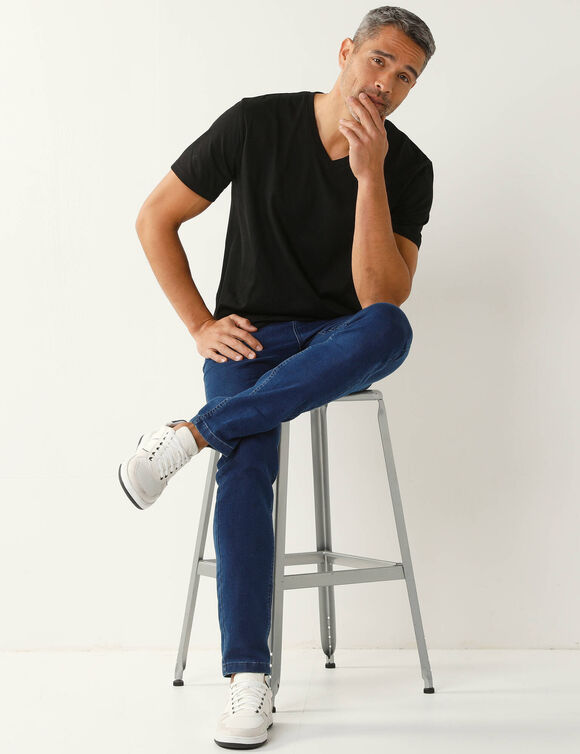 Tee-shirt col V manches courtes - lot de 3 (noir)