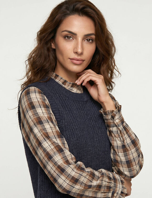 Pull col rond sans manches (marine)