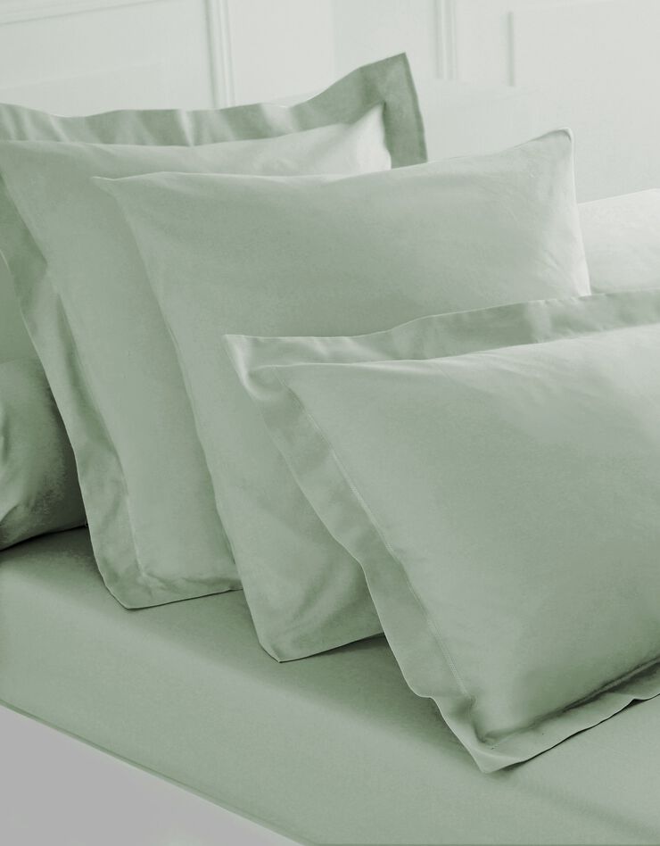 Linge de lit uni coton (vert amande)