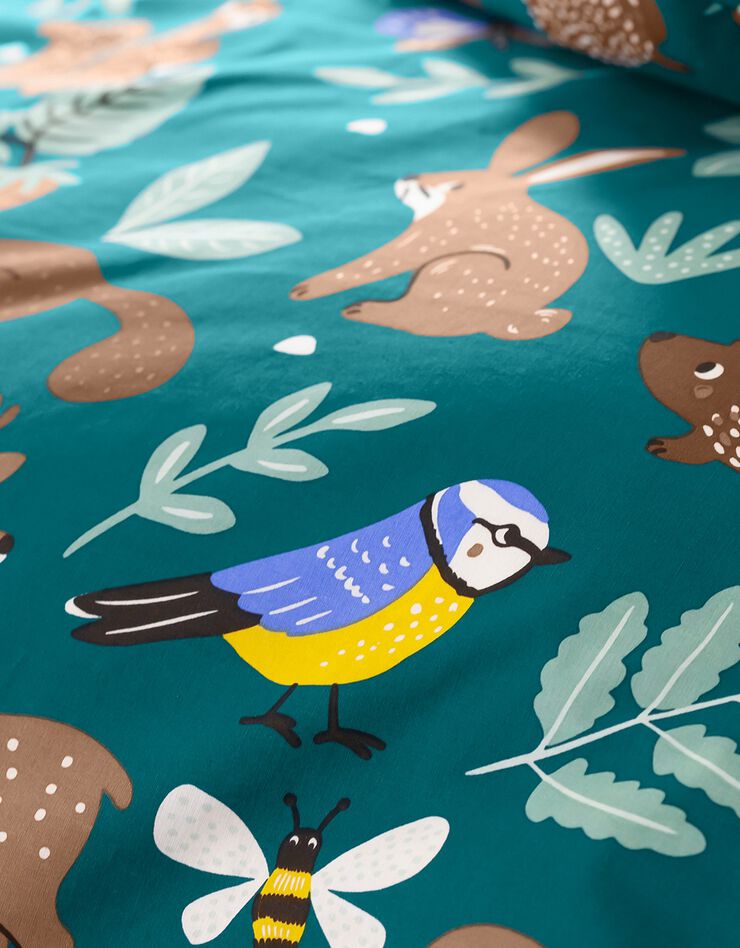Linge de lit enfant à motifs Ourson en coton biologique, éco-responsable (vert)