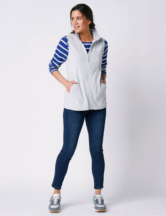 Veste polaire zippée sans manches (gris perle)