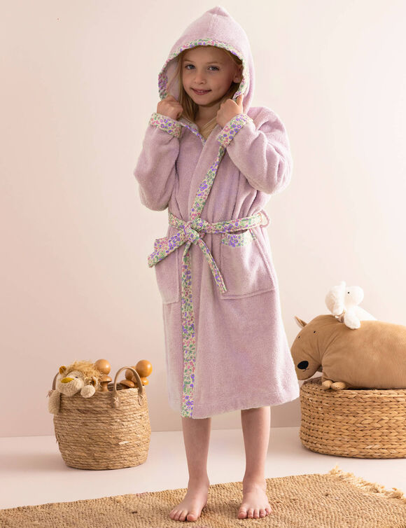 Peignoir de bain enfant à capuche éponge coton - 340 g/m² (parme)