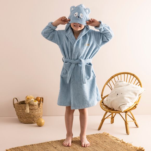Peignoir de bain enfant personnalisable panda à capuche  (bleu glacier)
