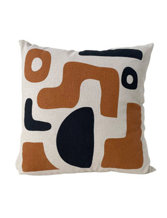 Coussin imprimé art déco (caramel / noir)