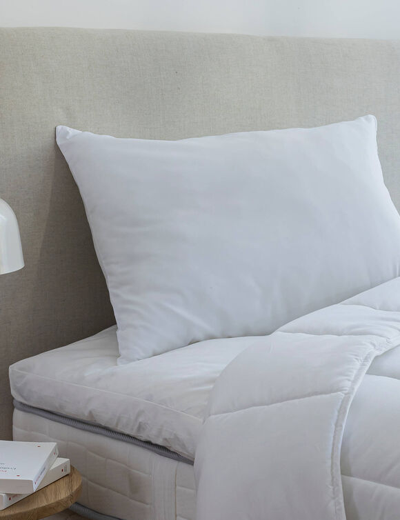 Oreiller microfibre, confort médium (blanc)