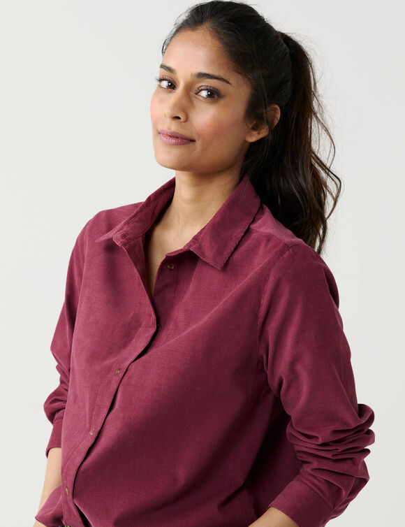 Chemise droite en velours milleraie (violine)