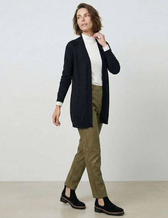Gilet porter ouvert, manches longues (noir)