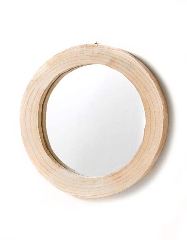 Ronde spiegel in naturel hout (hout)