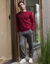 Sweater in molton met ronde hals (rood)