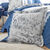 Linge de lit Gabrielle flanelle, imprimé fleurs et dentelle (bleu marine)