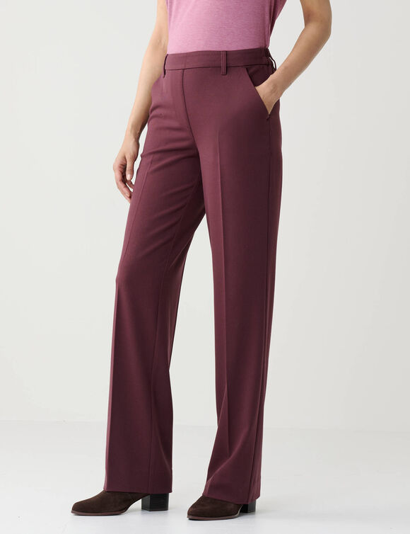 Elegante, rechte broek, effen (bordeaux)