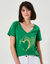 T-shirt met V-hals en goudkleurige print (groen)