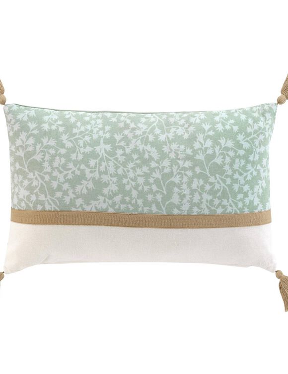 Rechthoekig kussen met bloemenprint (groen)