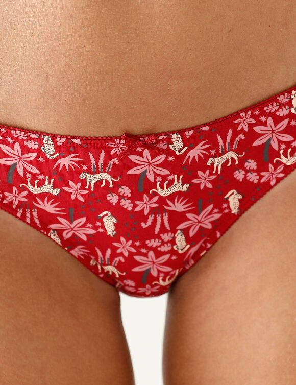 Katoenen slip met "panter" print - Set van 4 (rood)