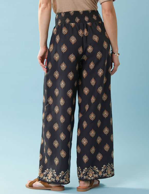 Pantalon imprim&eacute; Sp&eacute;cial Petite fluide (noir / gr&egrave;ge)