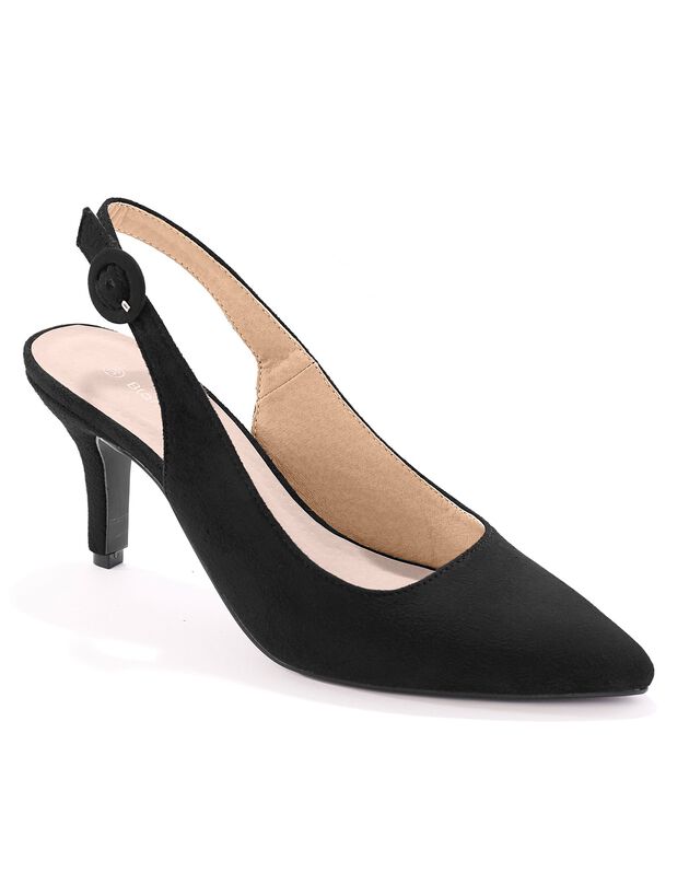 Pumps in suedine met riempje (zwart)