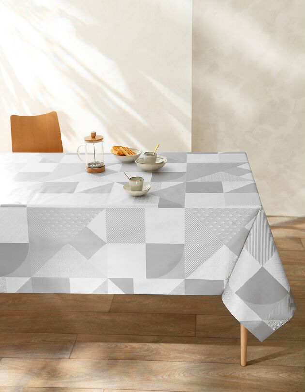 Tafellaken in toile cirée met geometrische print (grijs)