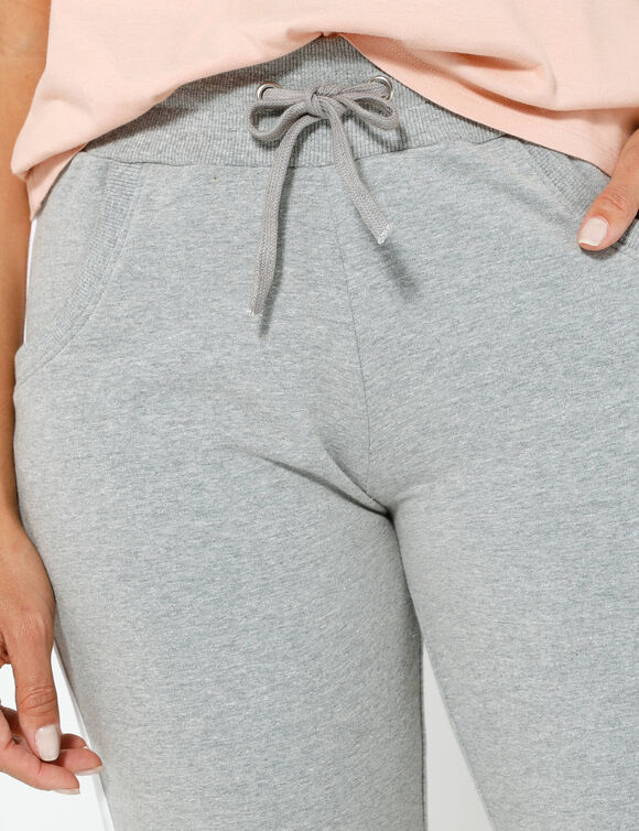 Pantalon jogging bicolore (gris chin&eacute; / blanc)