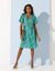 Jurk met knoopsluiting en 'vlinder' mouwen, bedrukt (groen / blauw)