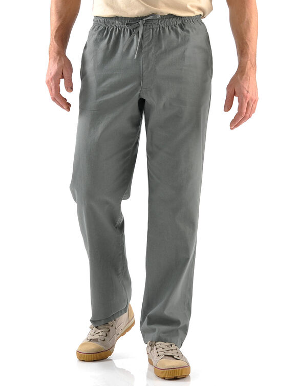 Pantalon toile ceinture &eacute;lastiqu&eacute;e (gris)