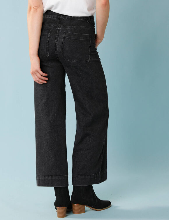 Jean taille haute Sp&eacute;cial Petites entrej. 60 cm, coupe large 7/8&egrave;me (noir)
