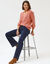 Trui met V-hals, patenttricot (rozenhout)