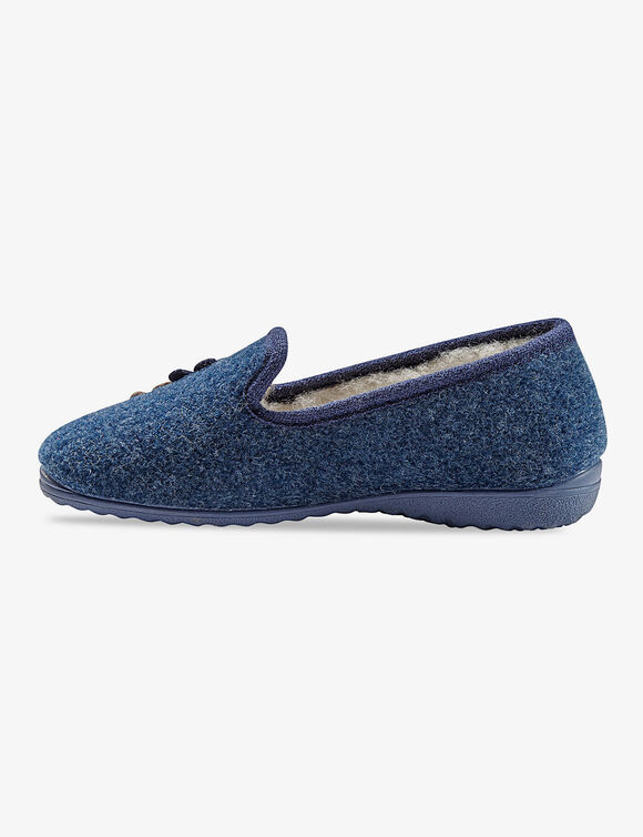 Pantoufles fleurs (bleu indigo)