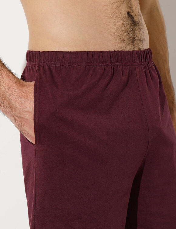 Pyjama-short ray&eacute; col tunisien (bordeaux)