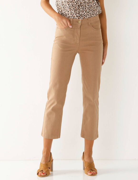 Pantacourt droit sculptant, renfort gainant (taupe)
