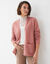 Gilet long, maille poilue (bois de rose)