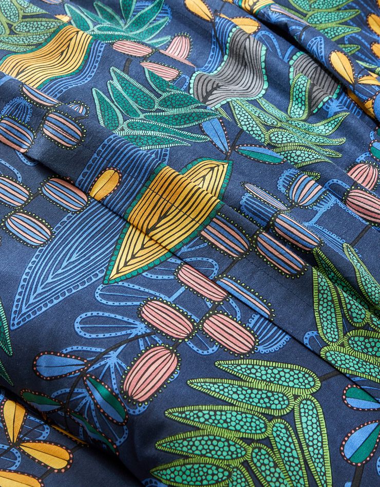 Linge de lit Madi coton motif végétal (marine)