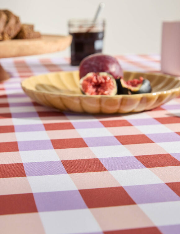 Nappe imprim&eacute; damier entretien facile (tomette / parme)