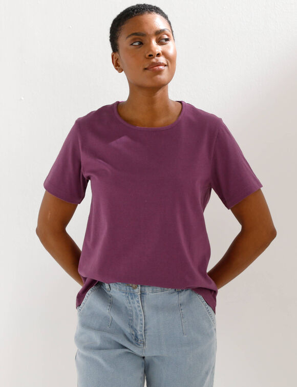T-shirt manches courtes uni (prune)