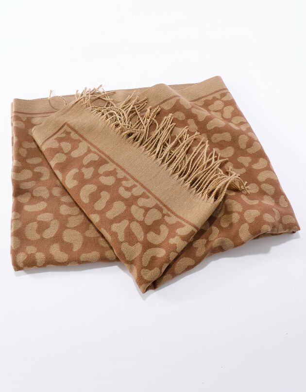 Echarpe motif peau de bête, fil brillant (beige)