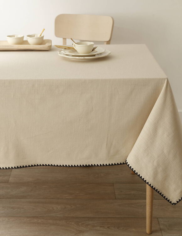 Nappe unie coton finition fantaisie (naturel)