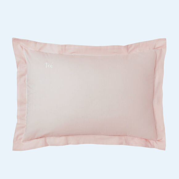 Taie d'oreiller coton, personnalisable  (rose poudré)