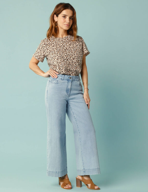 Jean taille haute Spécial Petites entrej. 60 cm, coupe large 7/8ème (bleached)