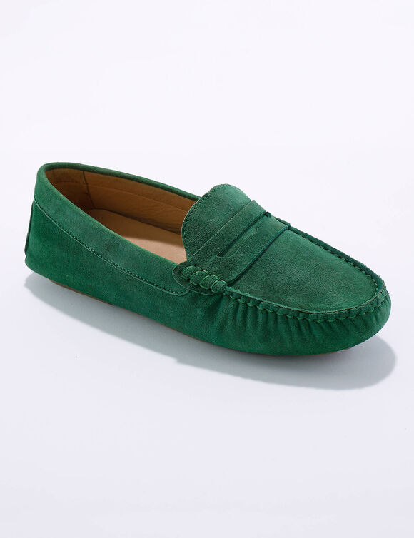 Mocassins en cuir velours (vert)