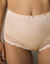 Gaineslip in glanstricot en kant Salford - set van 2 (schelpen + granaatrood)