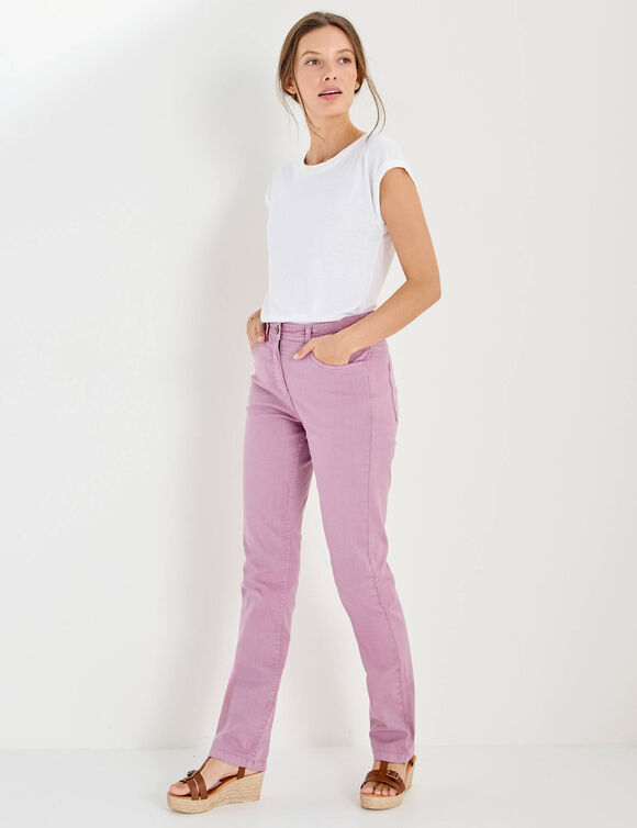 Pantalon droit sculptant, renfort gainant (lilas)