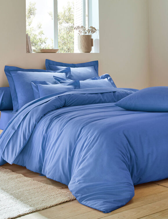 Linge de lit uni polyester-coton Colombine (oc&eacute;an)